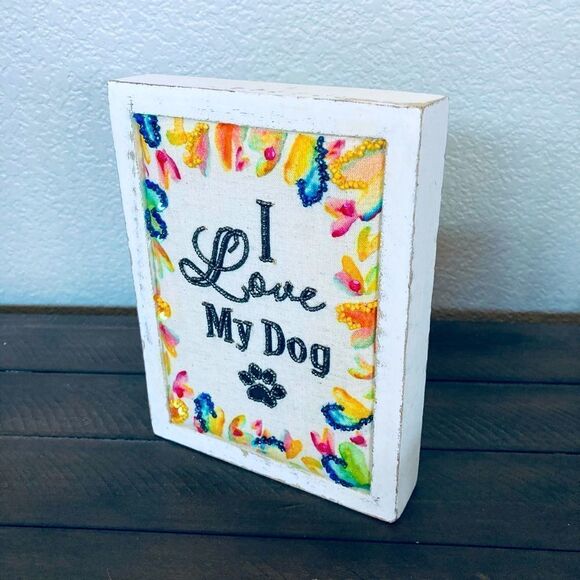 Rainbow Beaded Love My Dog Decor Sign - Picture 2 of 4